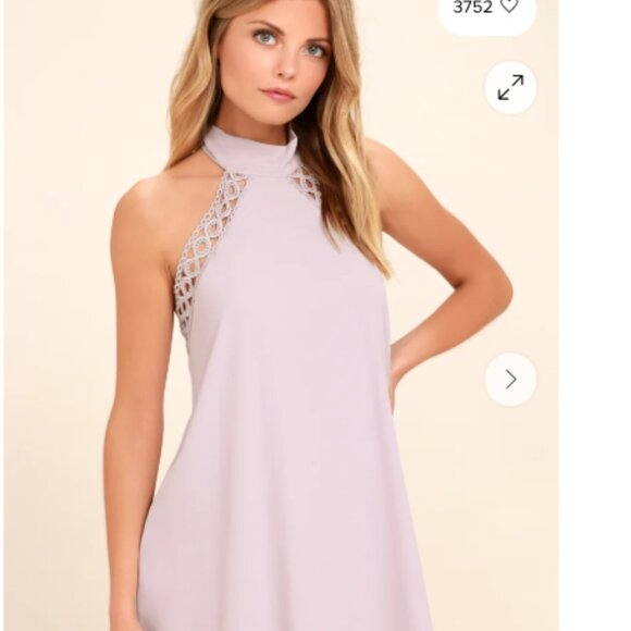 LULUS SIZE LARGE LAVENDER ANY SWAY, SHAPE OR FORM LACE HALTER DRESS - Picture 2 of 11